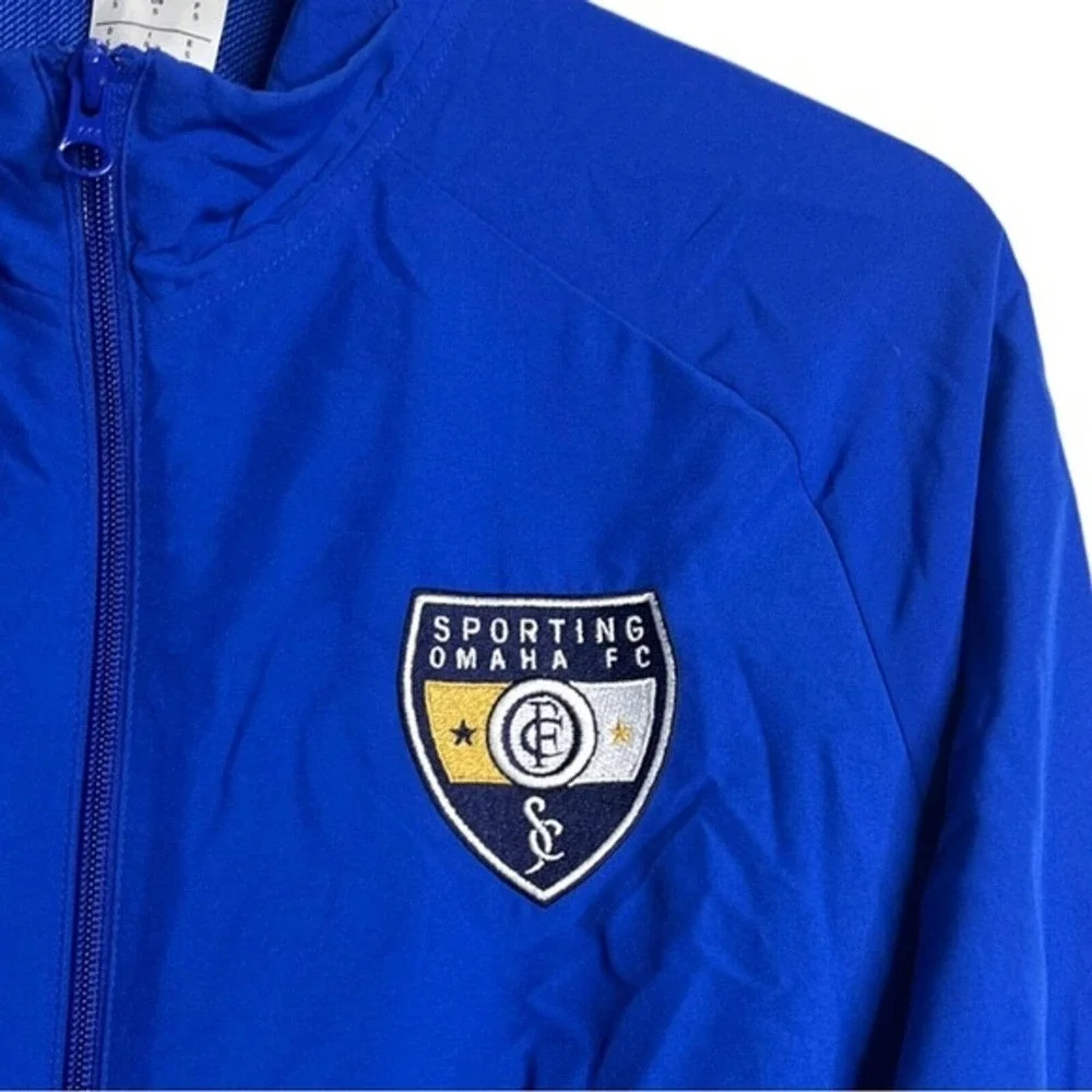 Adidas Jacket Mens Small Track Royal Blue‎ Sporting Omaha FC Soccer Streetwear
